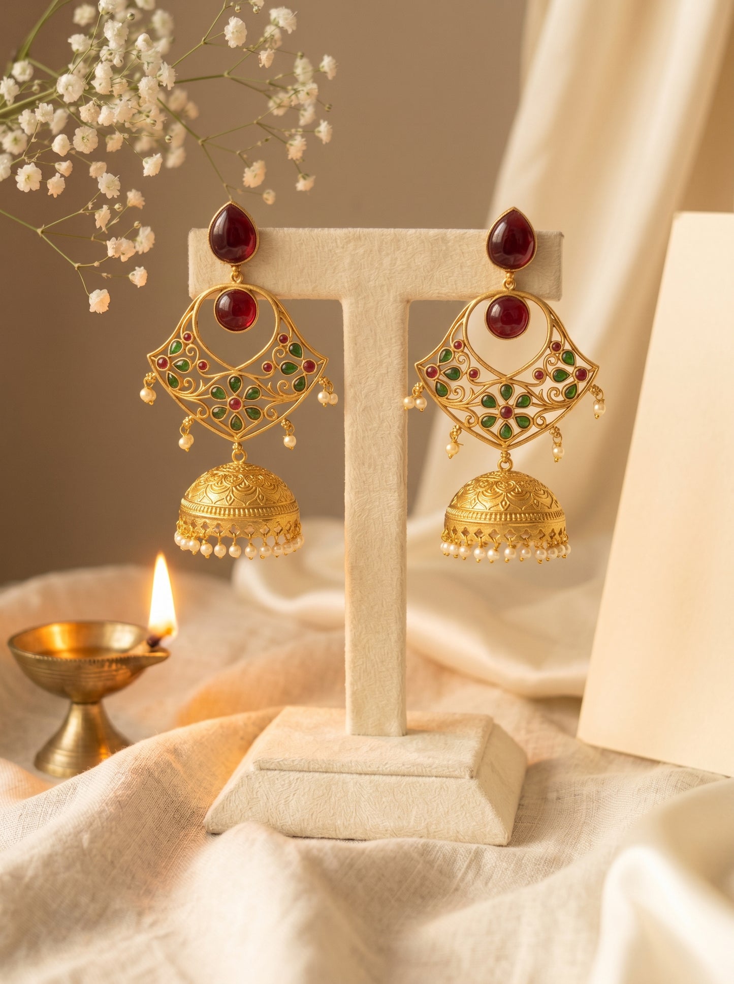 Ananya Ruby Chandbali Earrings
