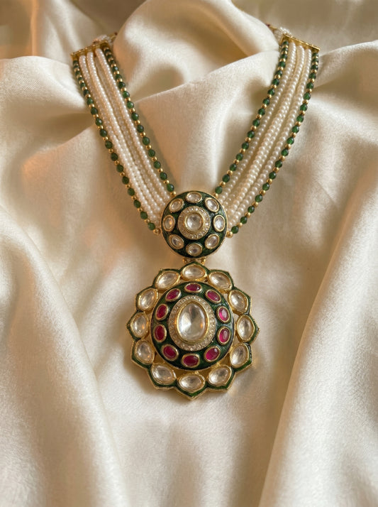 Royal Polki Pearl Necklace Set
