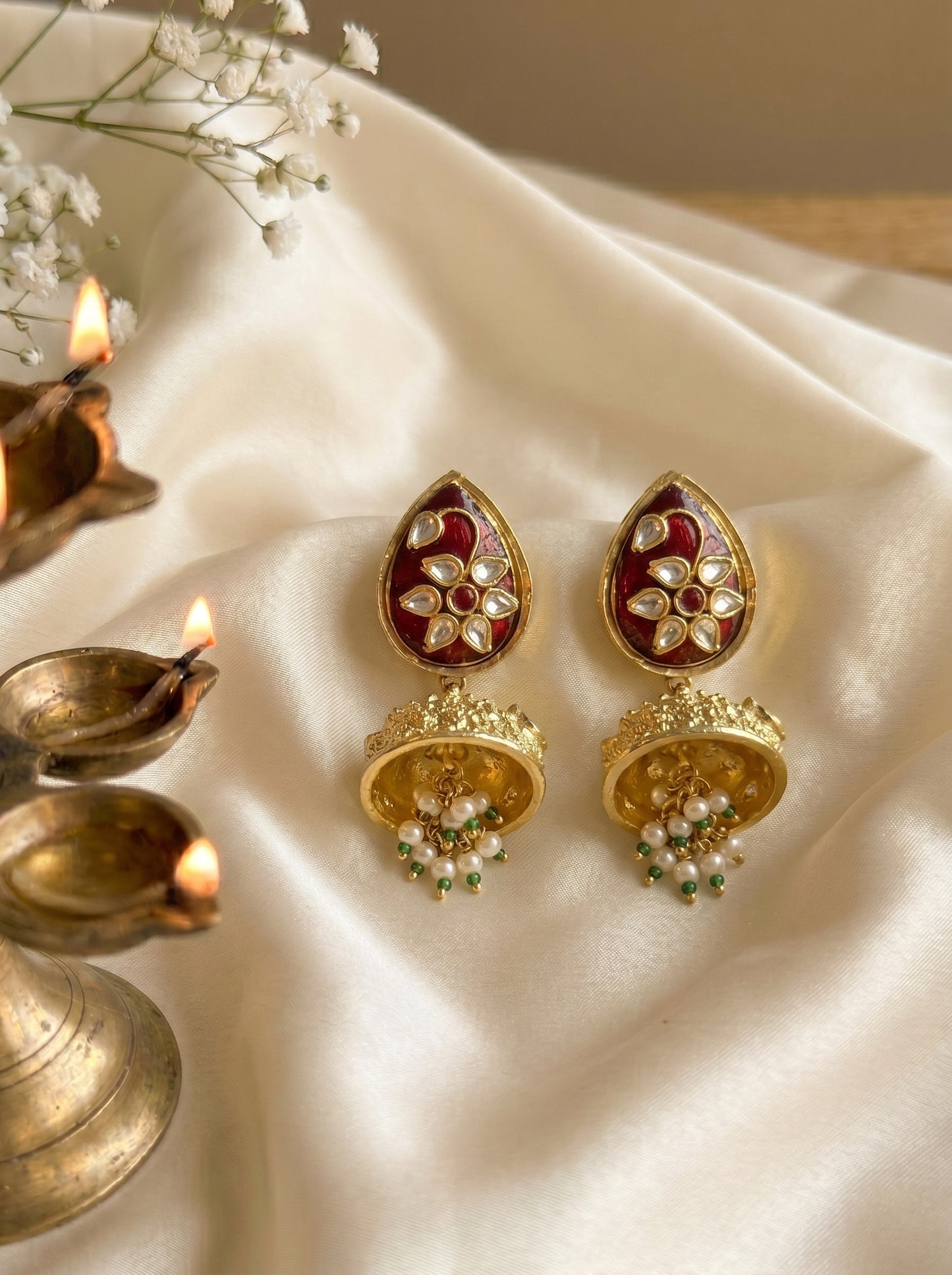 Kavya Ruby Emerald Pendant Set
