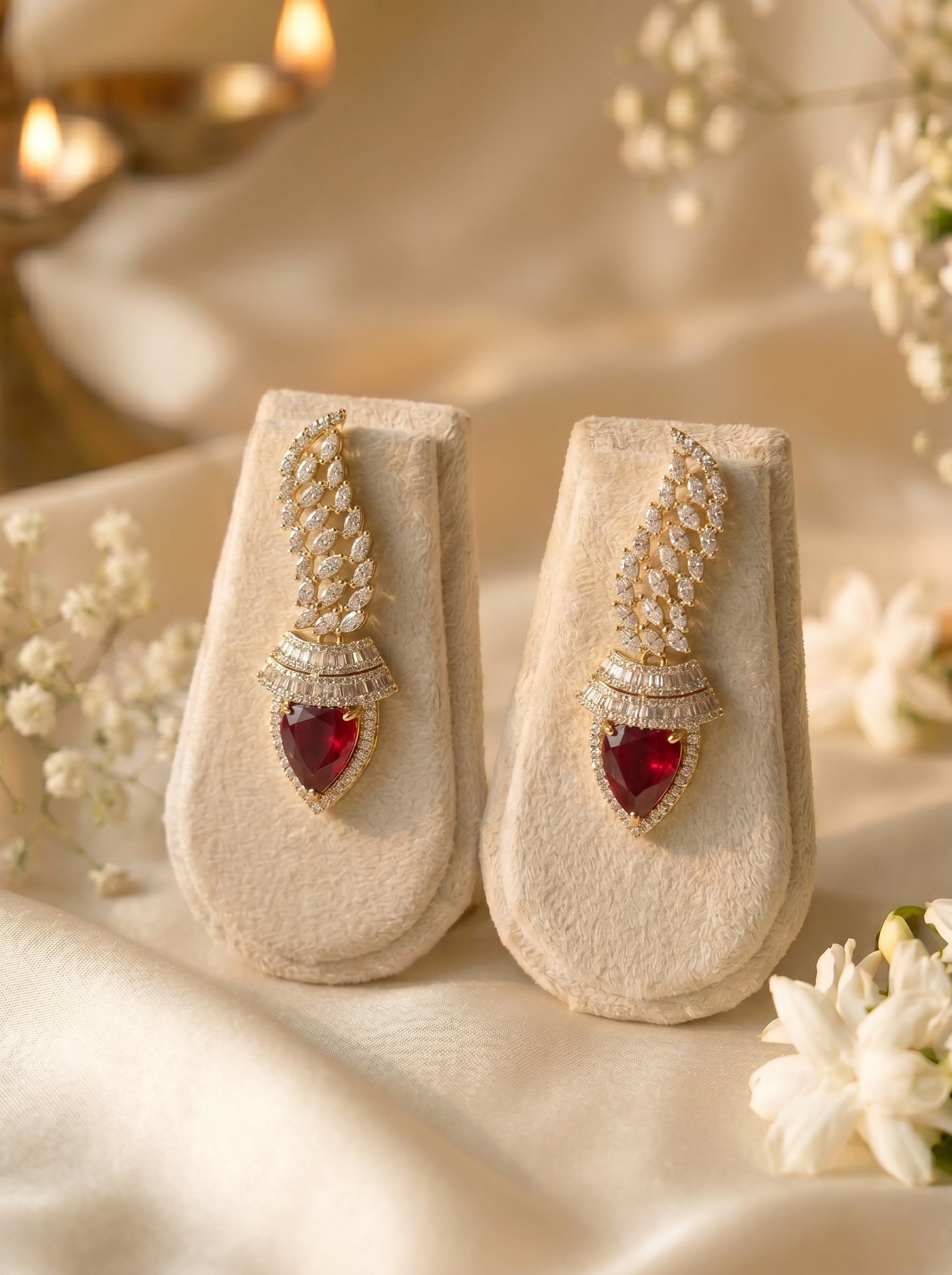 Diya Maroon Majesty Necklace Set