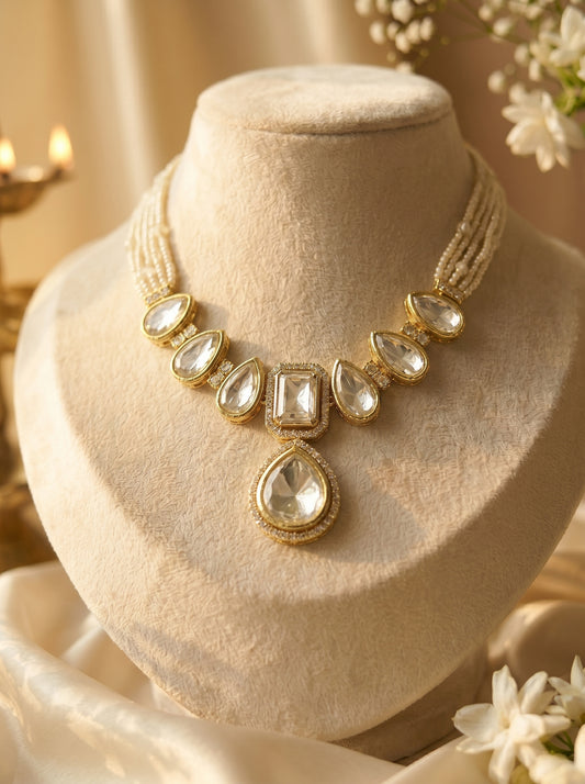 Mayura Pearl Polki Necklace Set