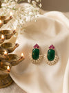 Anika Green Emerald Pearl Studs