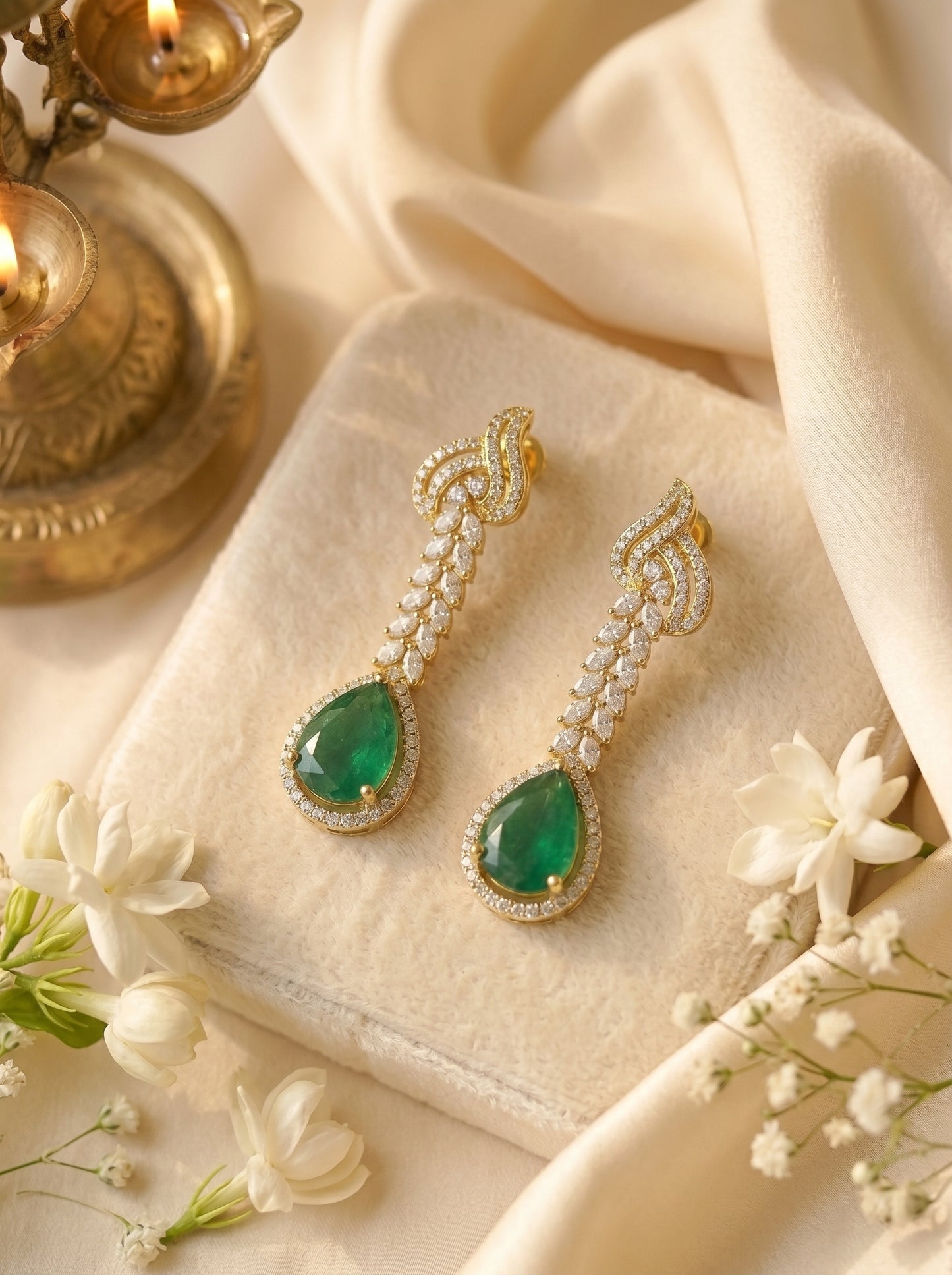 Kavya Emerald Vines Necklace Set