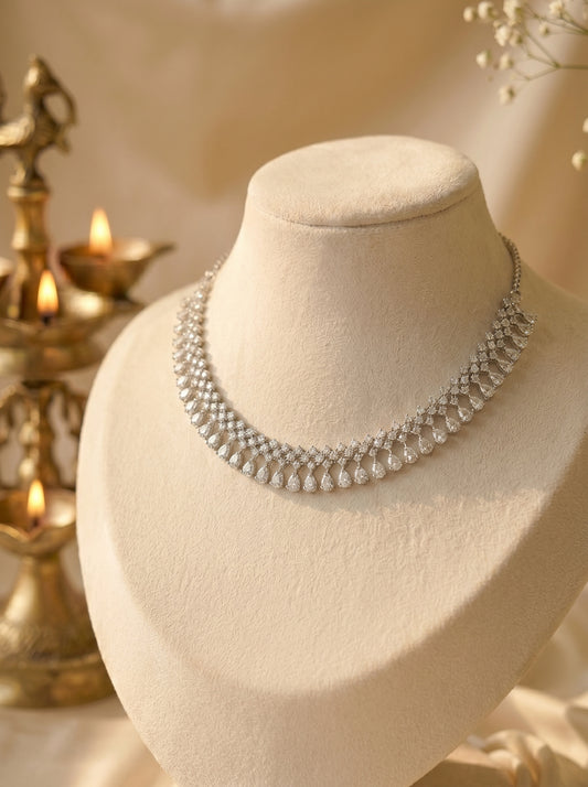 Meera Classic Diamond Drop Necklace Set