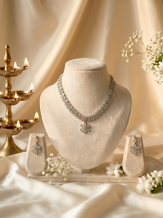 Prisha Pastel Blossom Necklace Set