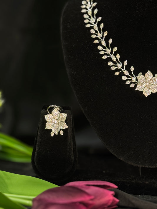 Ishani Floral Bloom AD Necklace Set