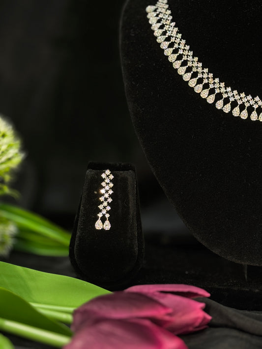 Meera Classic Diamond Drop AD Necklace Set