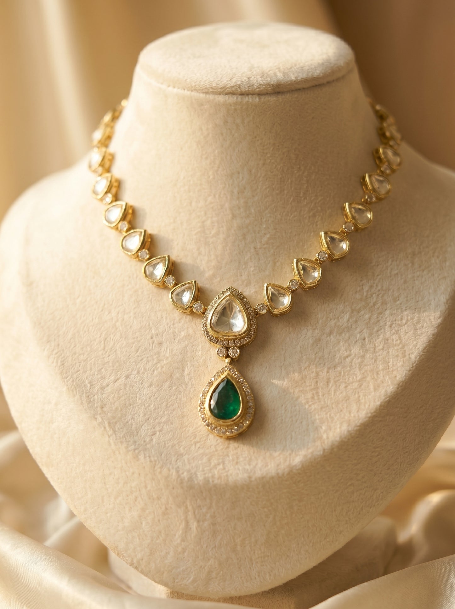 Vrinda Golden  Polki Necklace Set