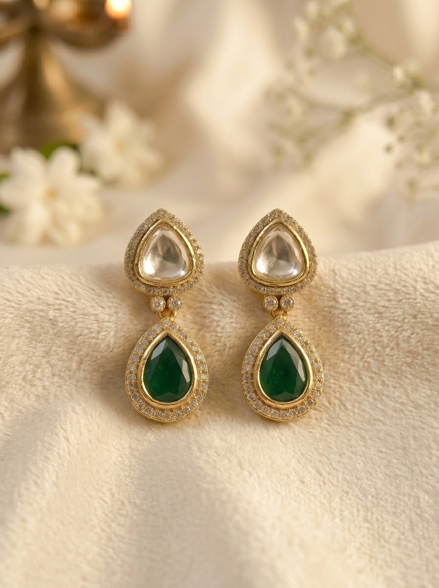 Vrinda Golden  Polki Necklace Set