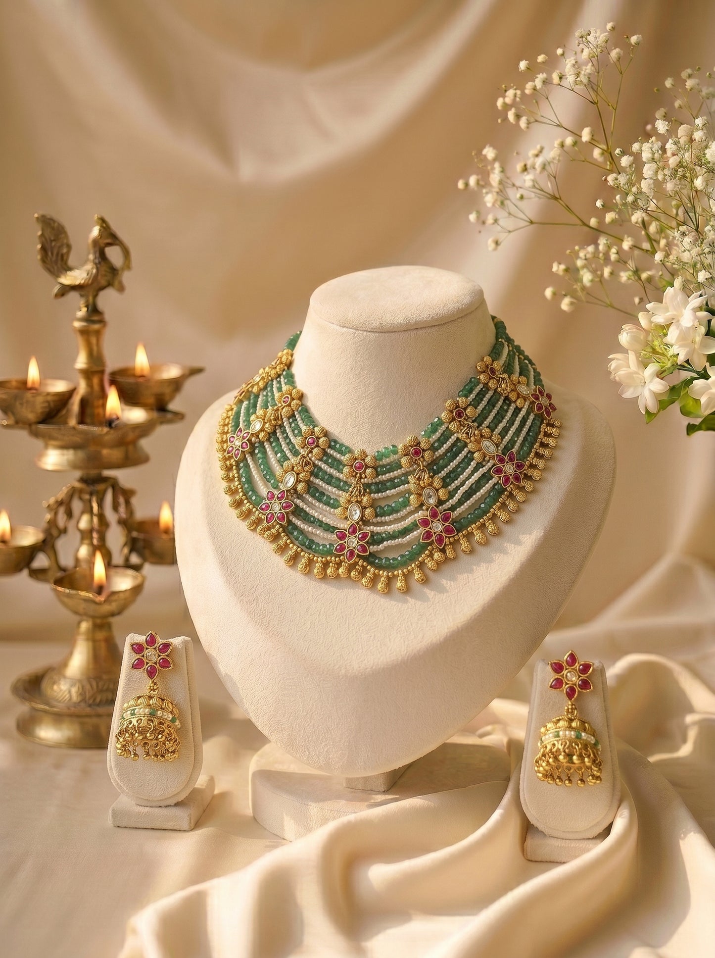 Hiral Emerald Pearl Choker Set