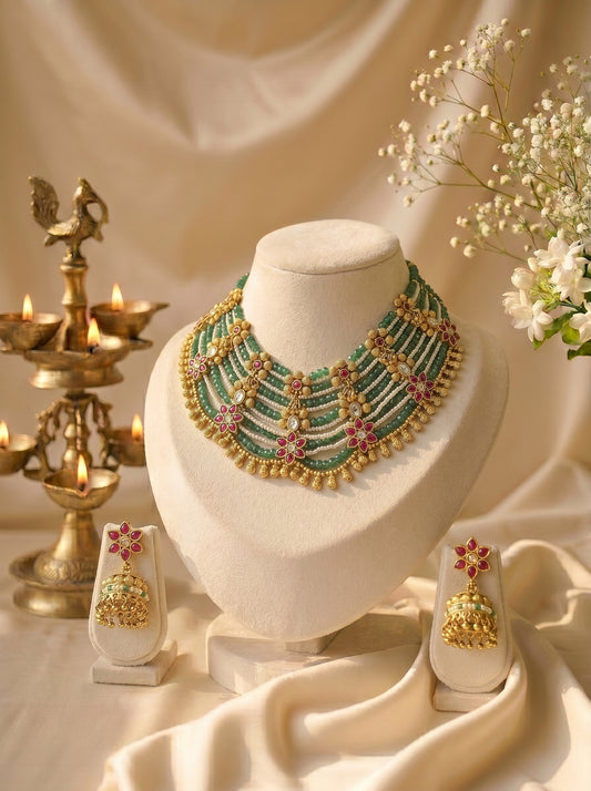 Hiral Emerald Pearl Choker Set