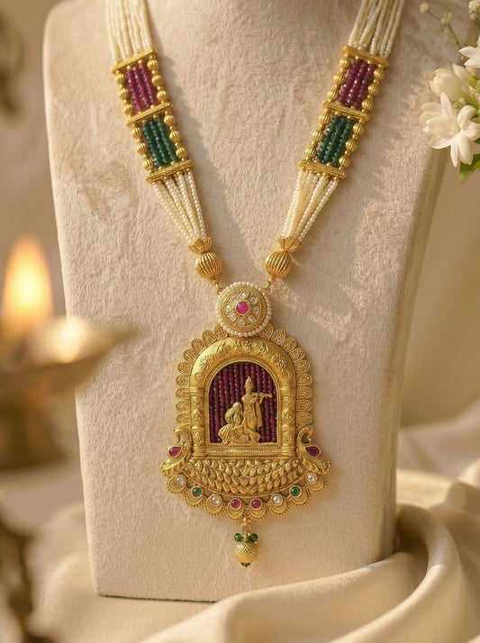 Radha-Krishna Temple Pendant Set