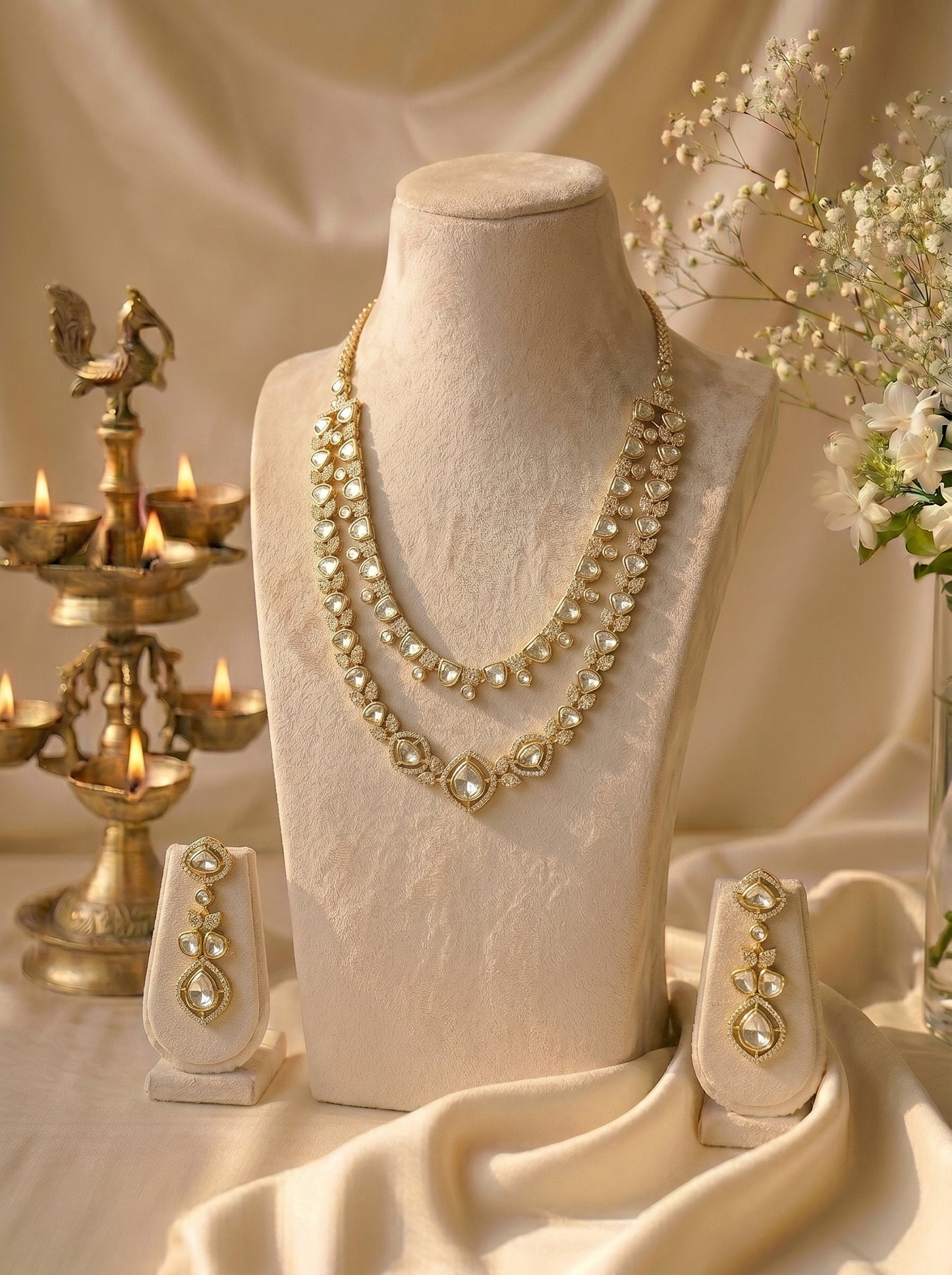Kalyani Double-Strand Moissanite Necklace Set