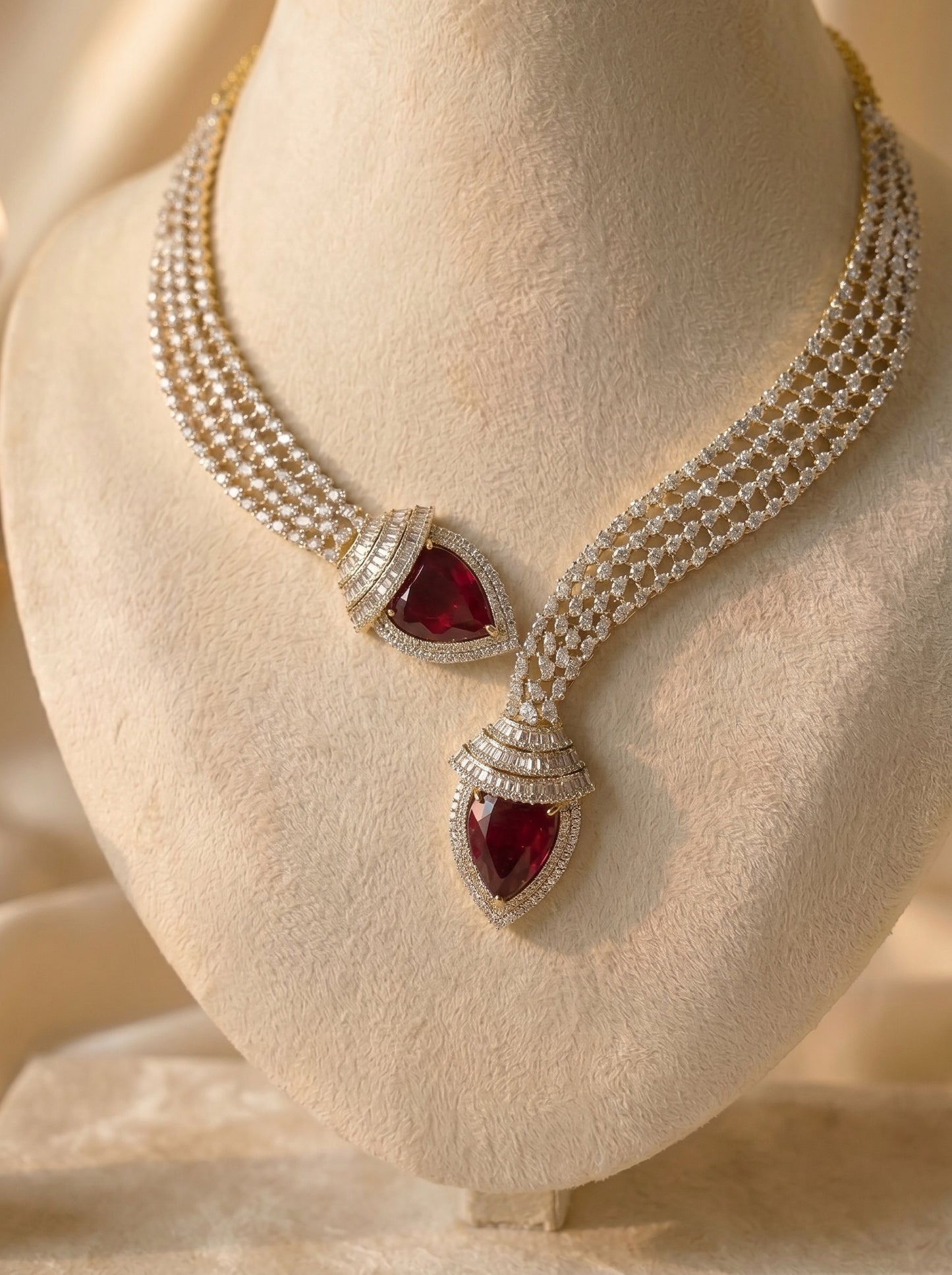 Diya Maroon Majesty Necklace Set