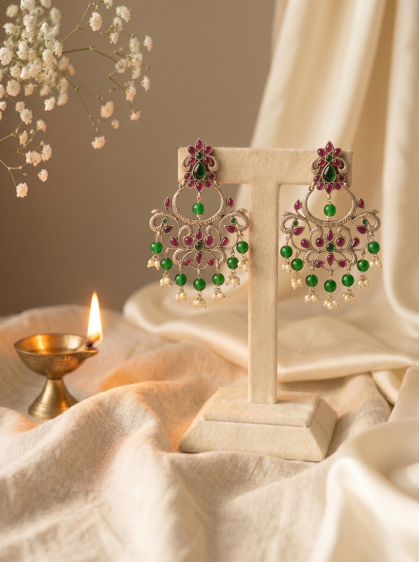 Riya Emerald Chandbali Earrings