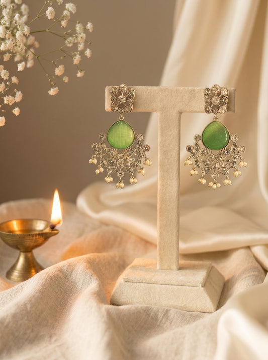 Siya Peridot Green Kundan Earrings