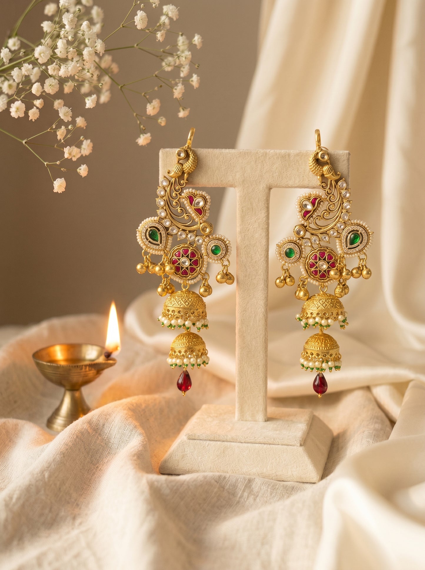 Maithili Peacock Double Jhumki Earrings