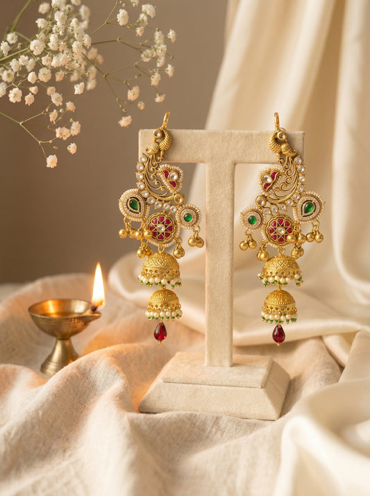 Maithili Peacock Double Jhumki Earrings