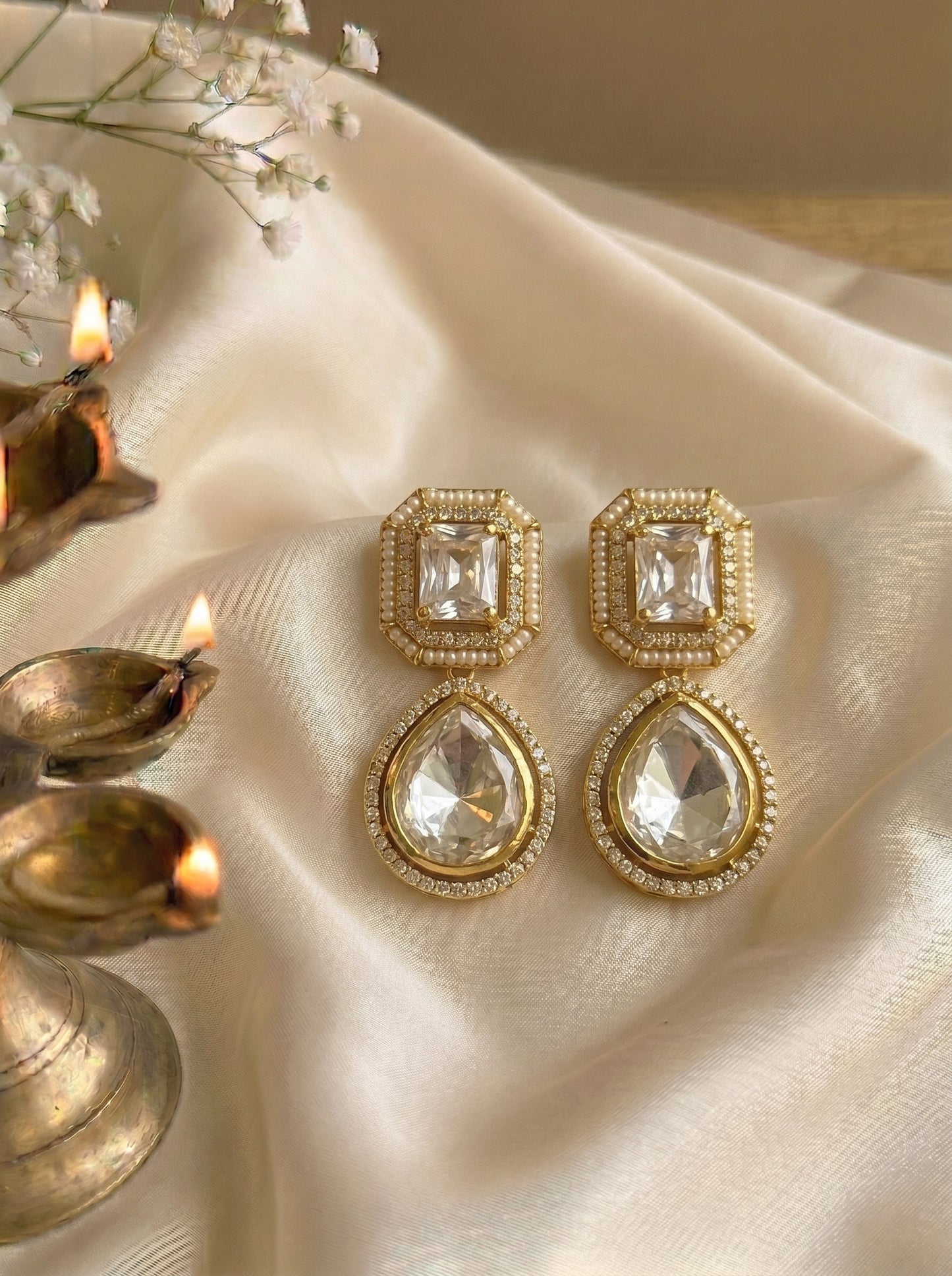 Mayura Pearl Polki Necklace Set