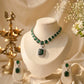 Zara Emerald Necklace Set w Rhodium Polish