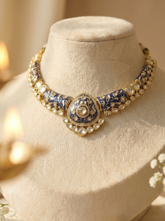 Jodha Sapphire Blue  Choker Set