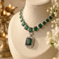 Zara Emerald Necklace Set w Rhodium Polish