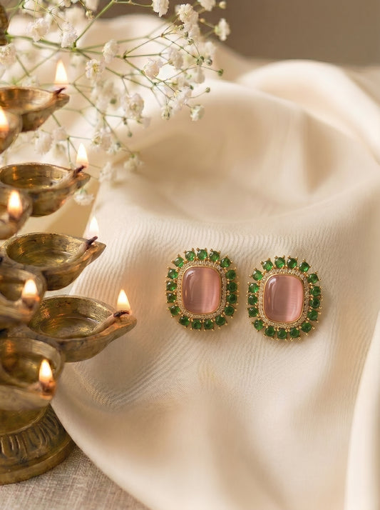 Divya Rose Quartz Sunburst Studs