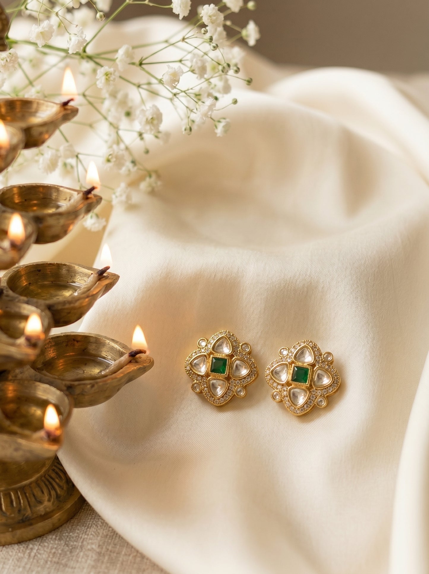 Radhika Champagne Polki Floral Studs