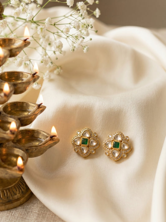 Radhika Champagne Polki Floral Studs