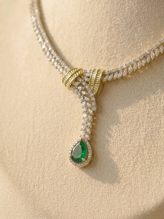 Kavya Emerald Vines Necklace Set