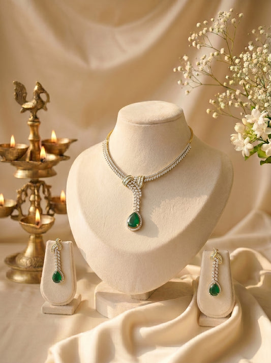 Kavya Emerald Vines Necklace Set