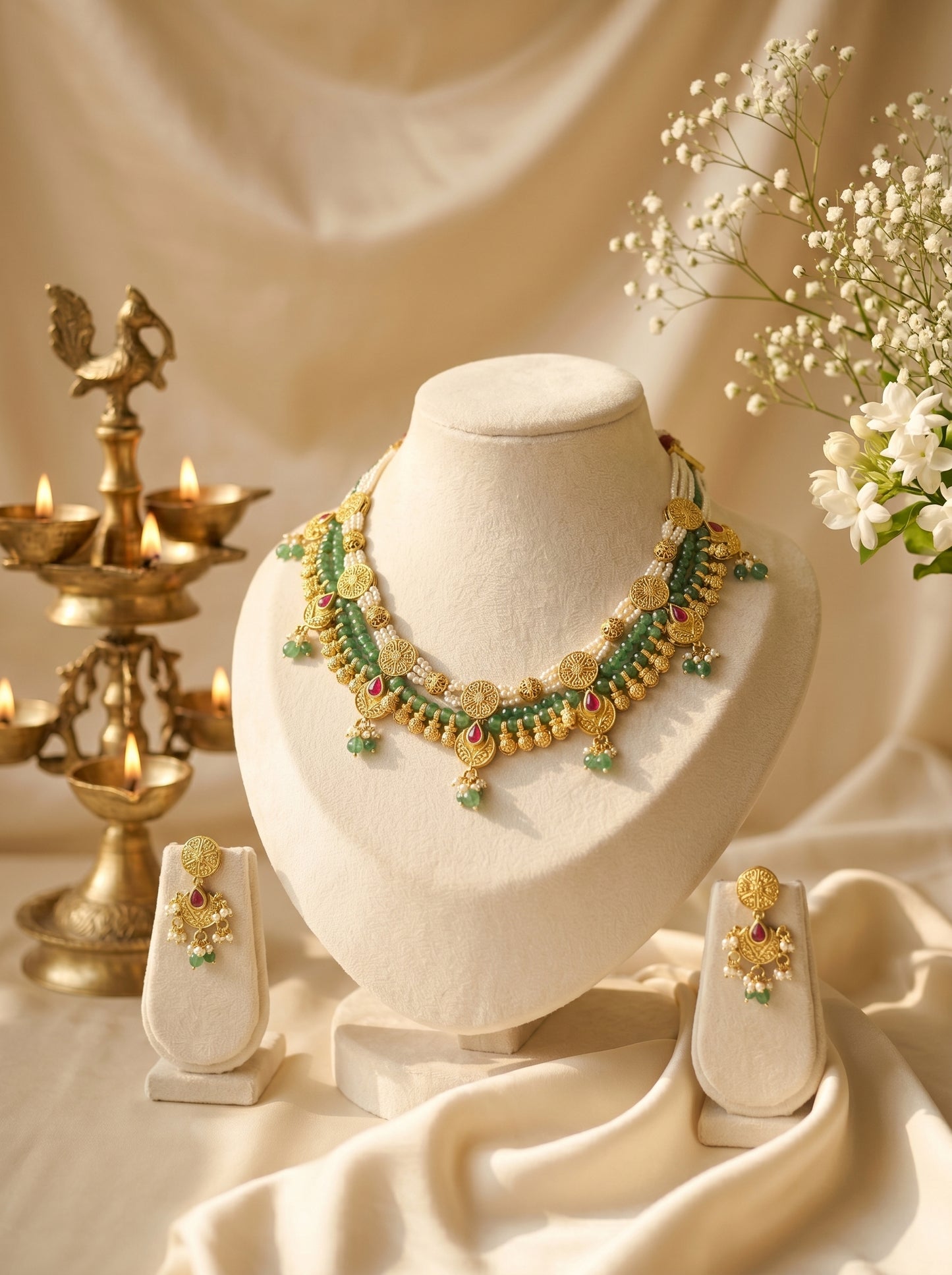 Saniya Emerald Bead Antique Choker Set