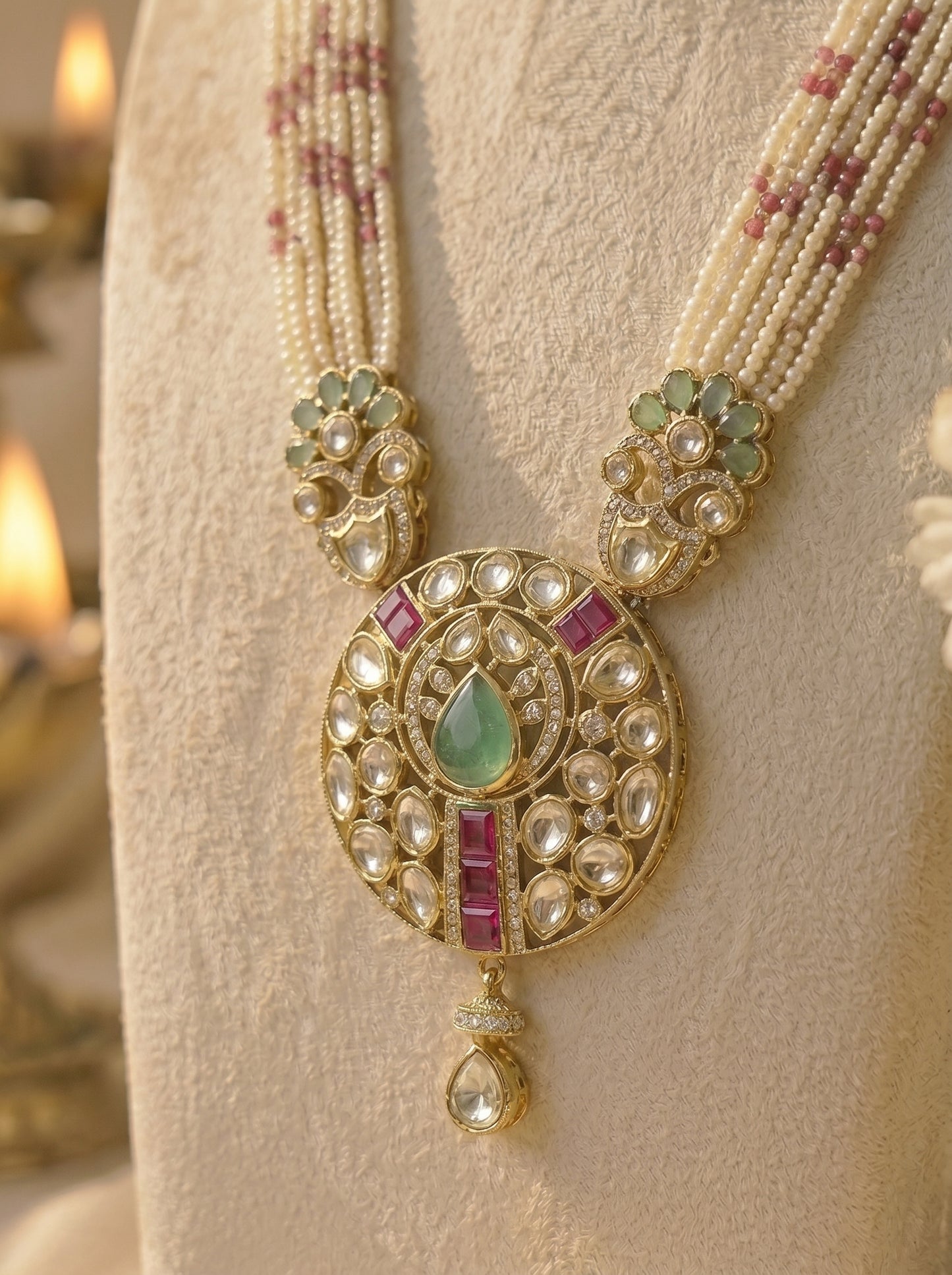 Aaranya Pearl Polki Choker Set