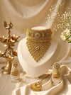 Jodha Bai Antique Gold Temple Choker Set with Maang Tikka