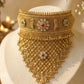 Jodha Bai Antique Gold Temple Choker Set with Maang Tikka