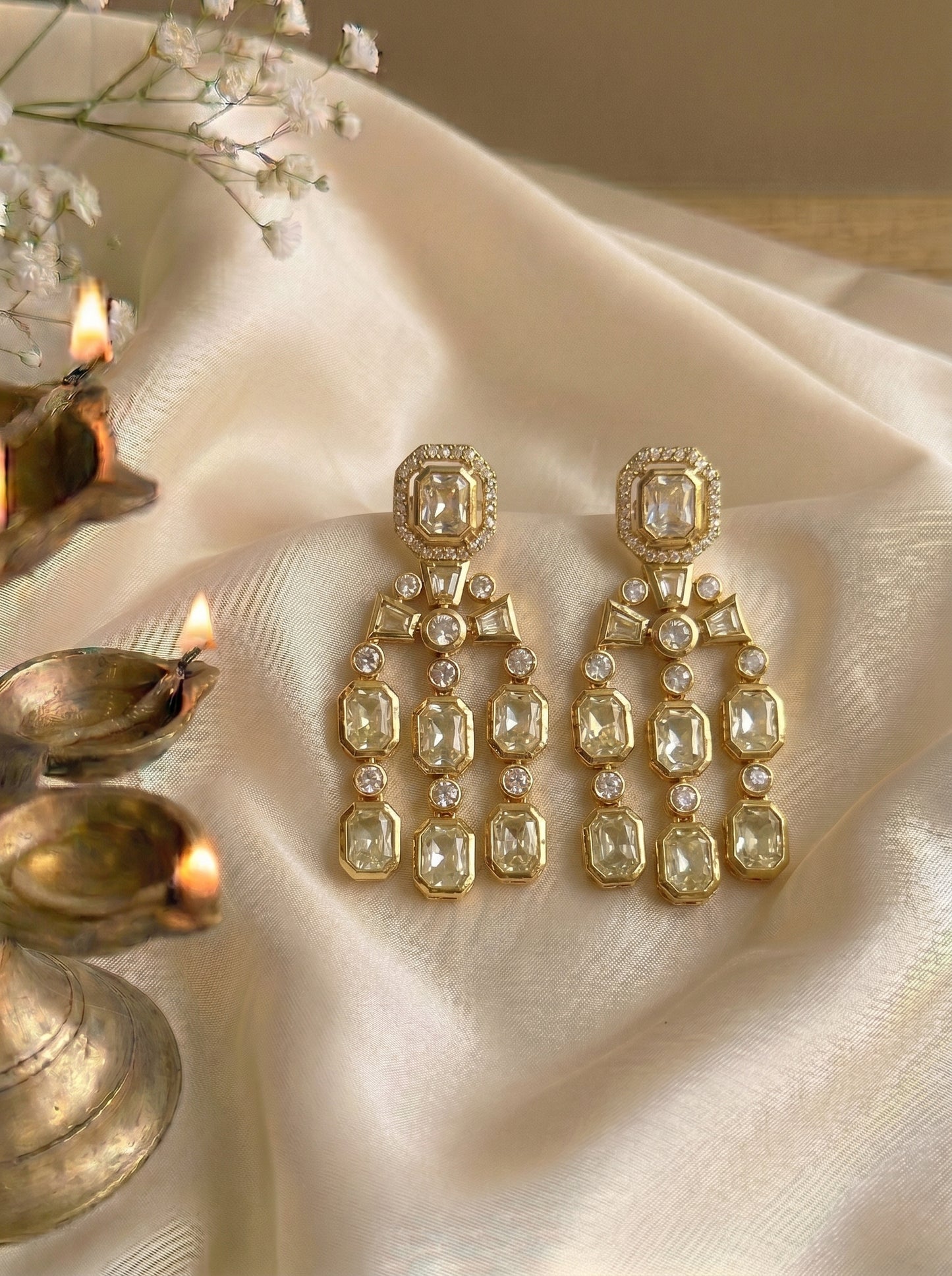 Samara Triple-Strand Polki Necklace Set