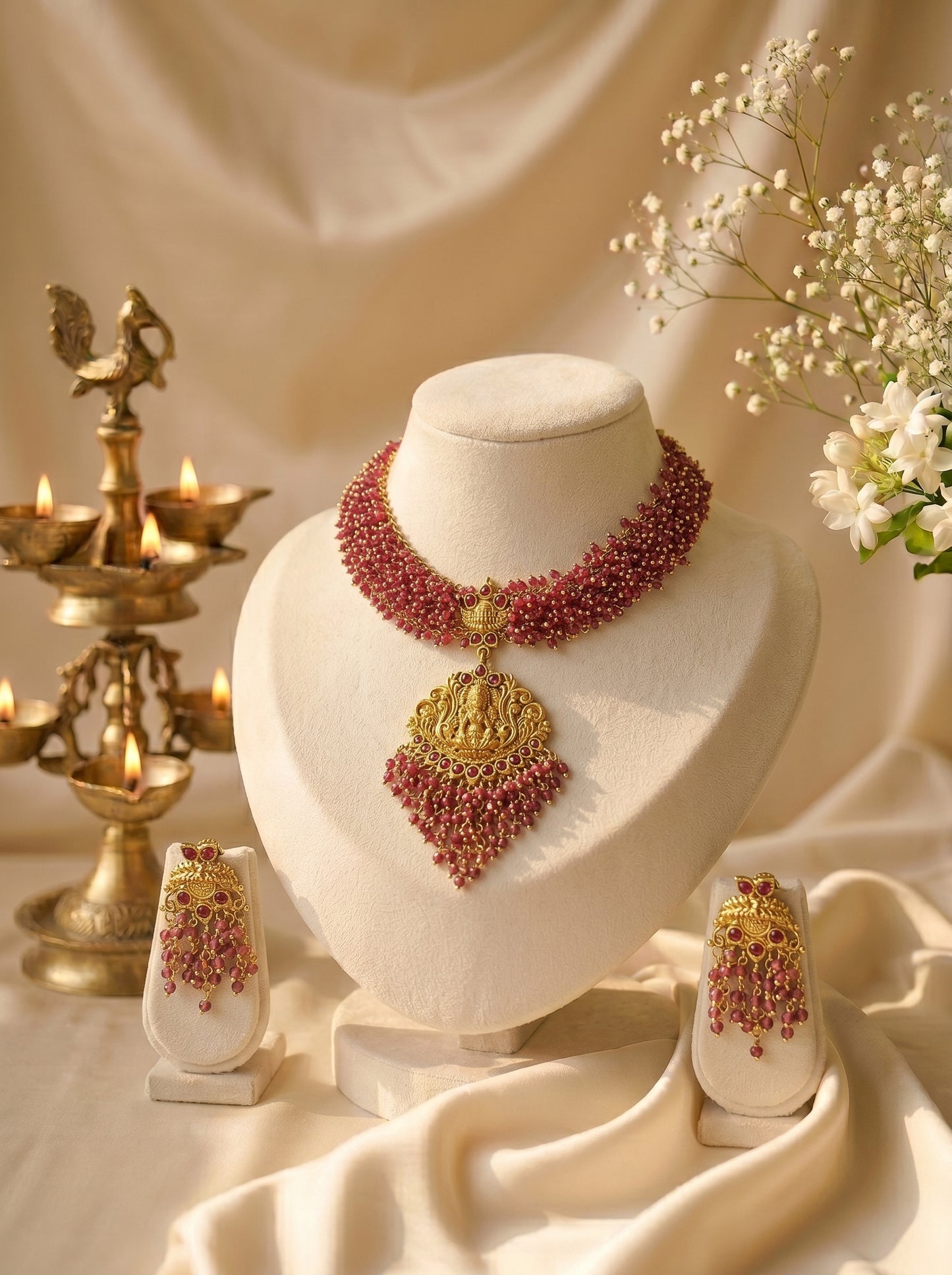 Rani Pink Temple Choker Set