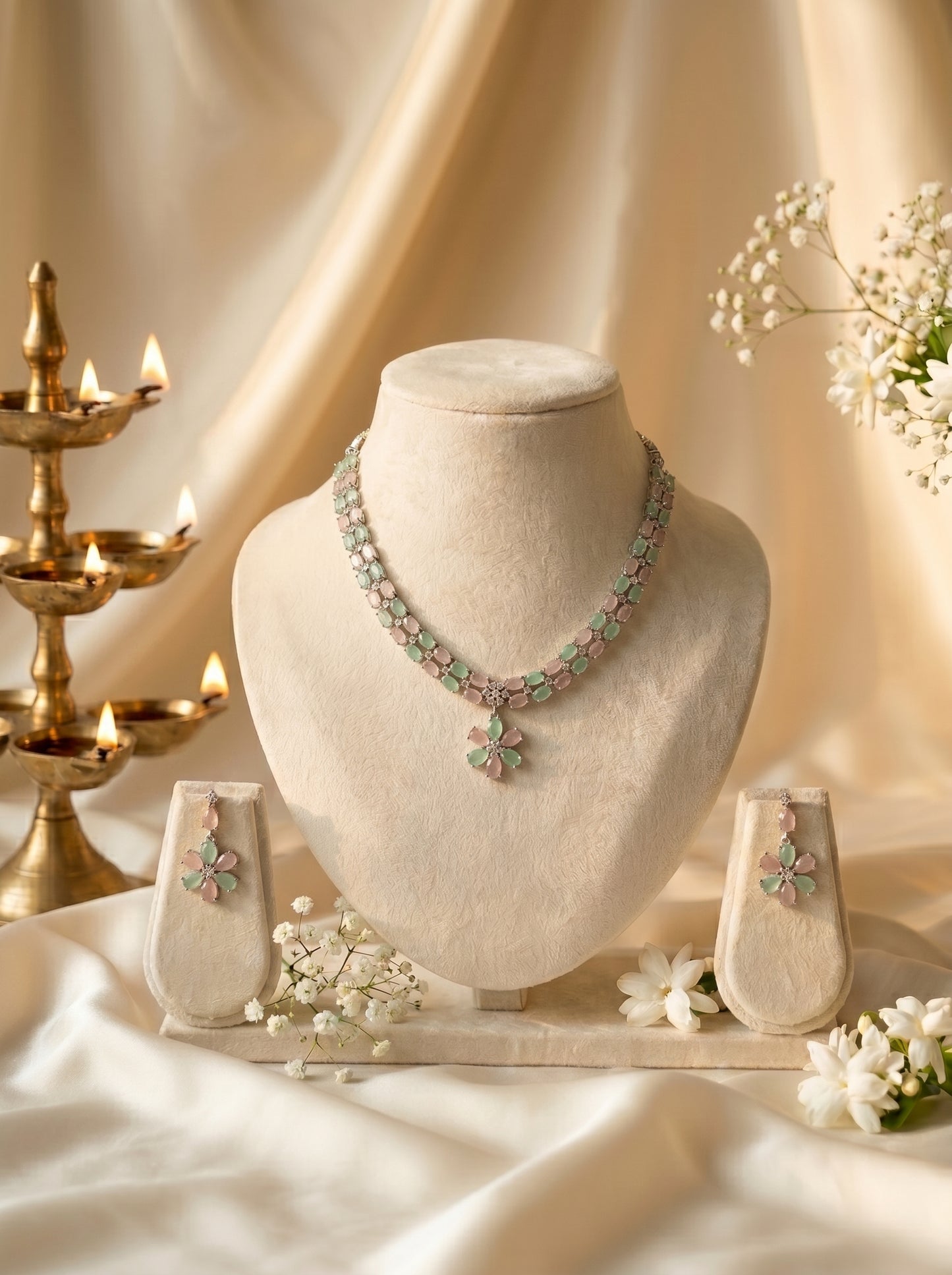 Prisha Pastel Blossom Necklace Set