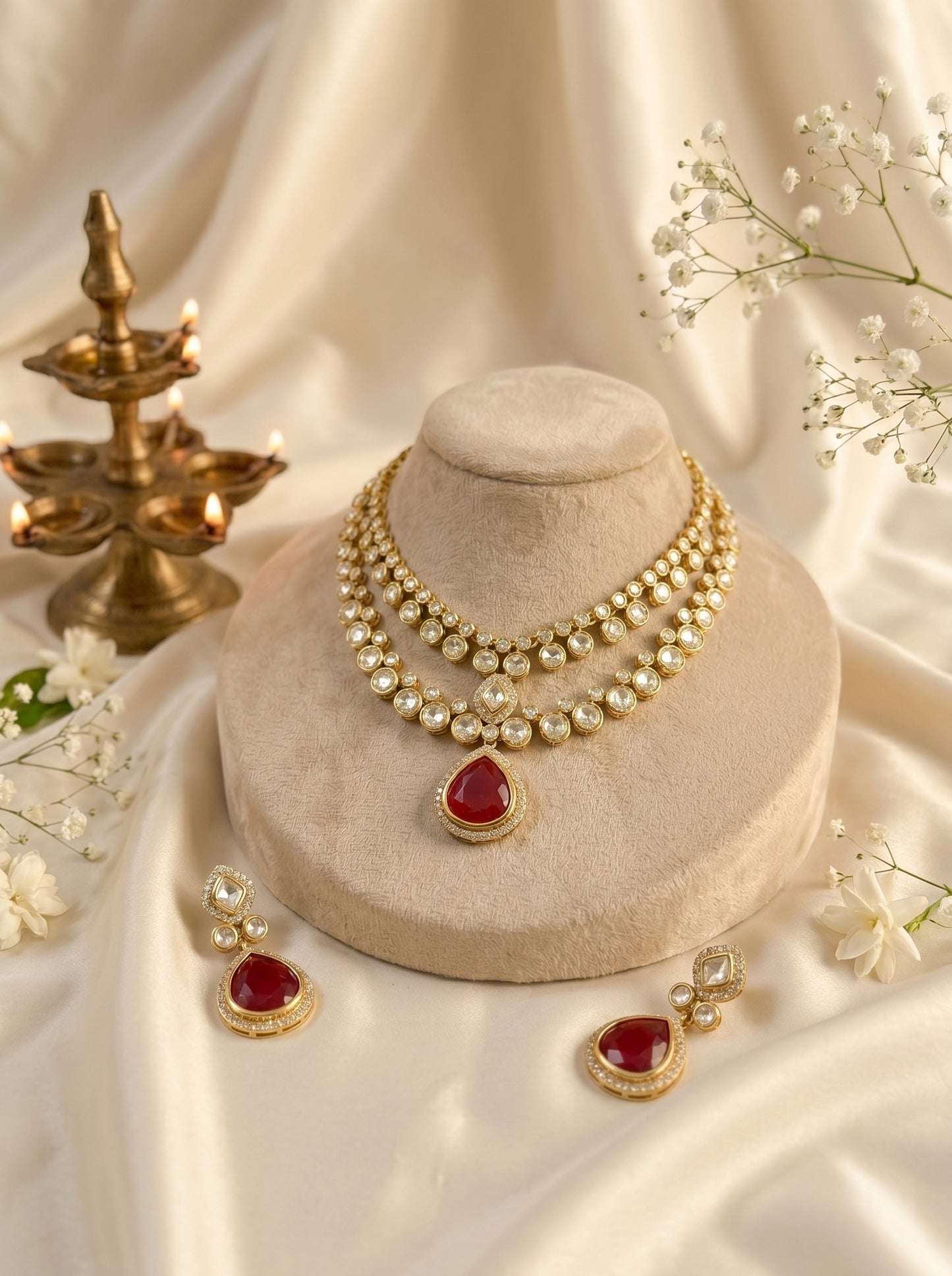 Divya Ruby Polki Necklace Set