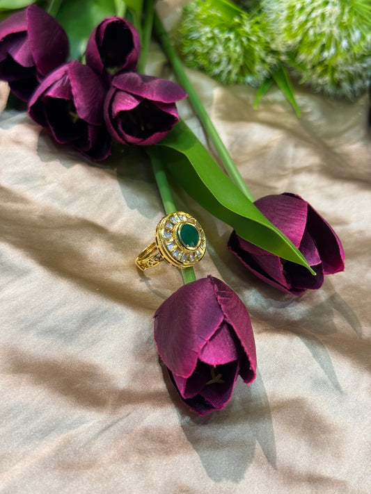 Nisha Baguette kundan Statement Ring