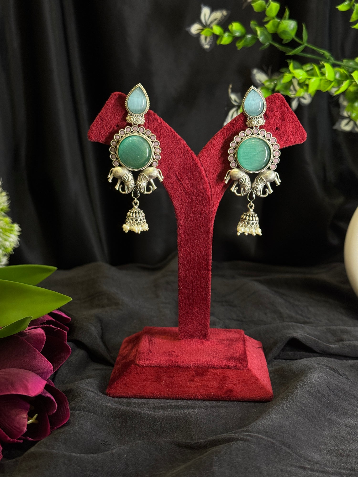 Silver Temple Earrings
