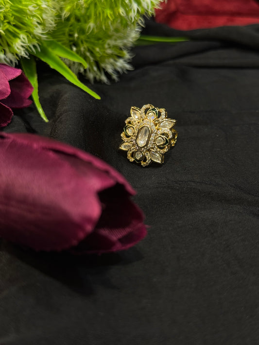 Samara Clear Polki Floral Ring