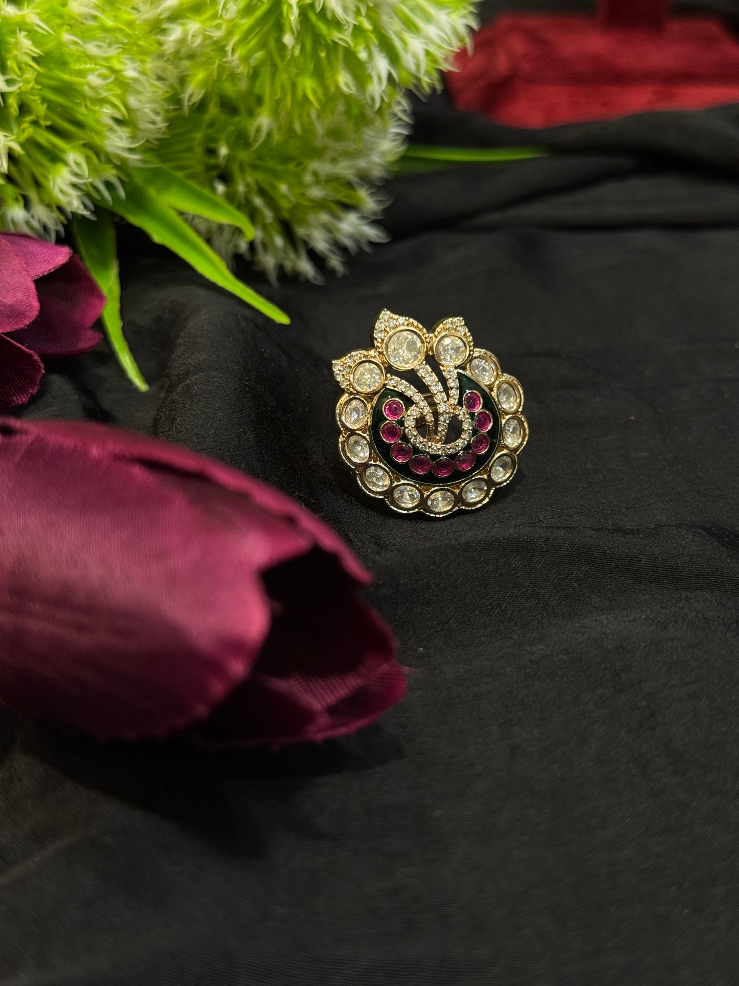 Kavya Clear Polki Cluster Ring