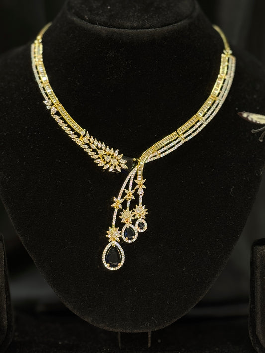 Anaya Dual-Tone Floral Drop AD Necklace Set