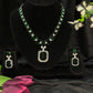 Zara Emerald Necklace Set w Rhodium Polish