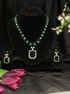 Zara Emerald Necklace Set w Rhodium Polish