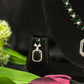 Zara Emerald Necklace Set w Rhodium Polish