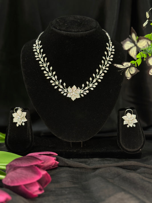 Ishani Floral Bloom AD Necklace Set