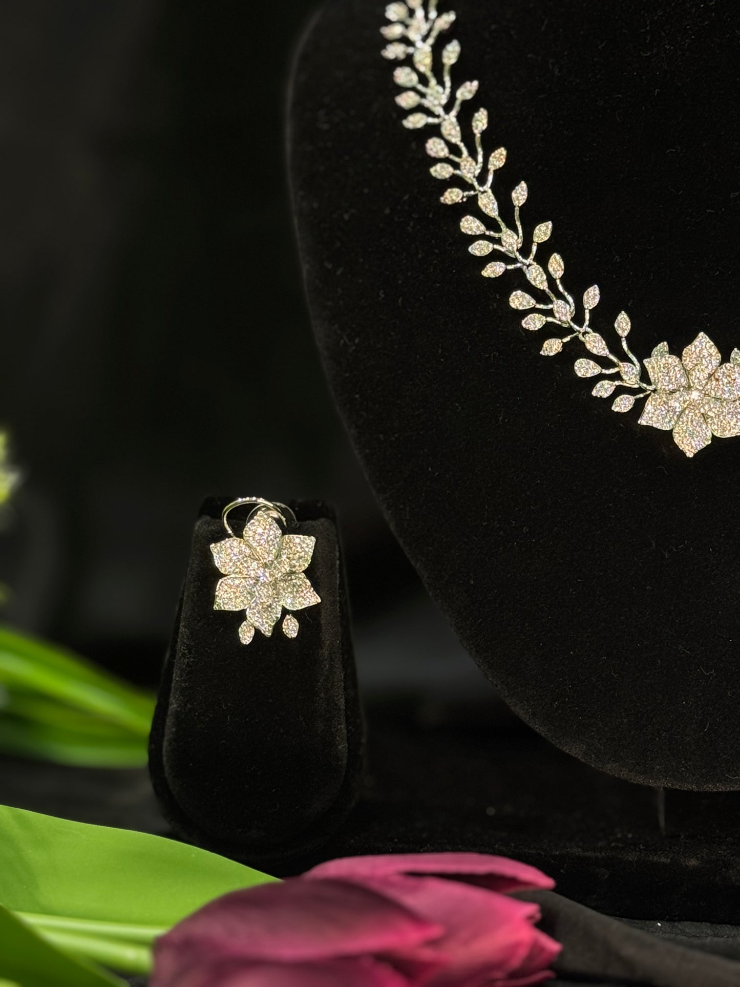 Ishani Floral Bloom AD Necklace Set