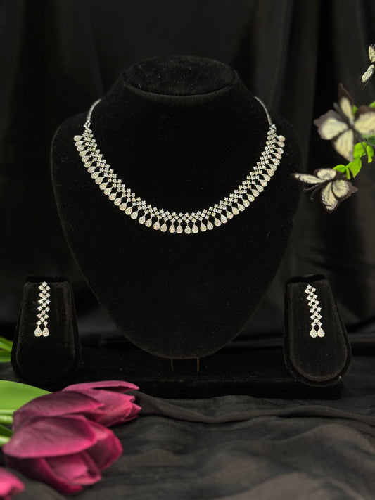 Meera Classic Diamond Drop AD Necklace Set